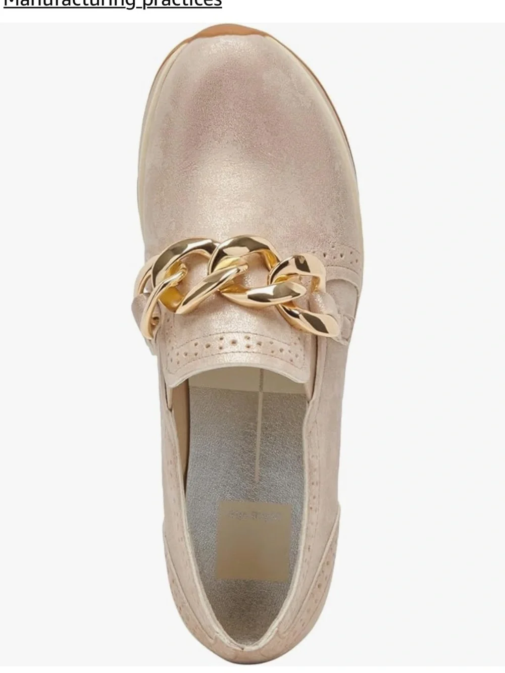 Dolce Vita Jhenee Platform Loafer in Light Gold with Gold Chain